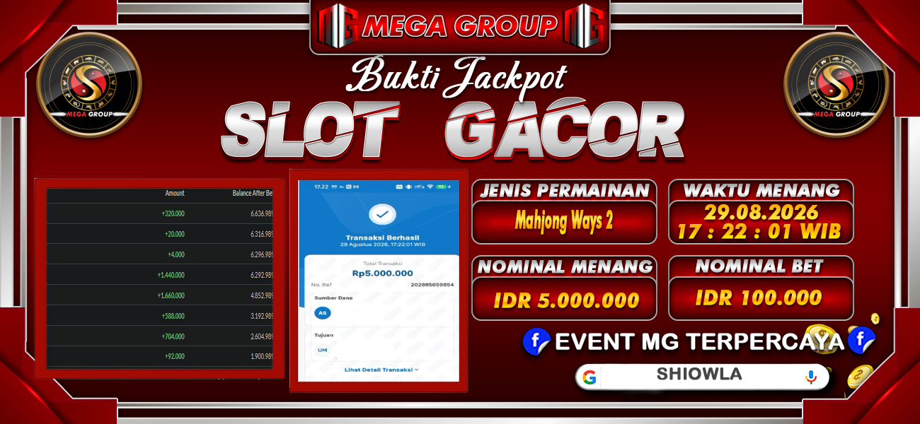 Bukti JP situs Shiowla hari Sabtu, 29 Agustus 2026