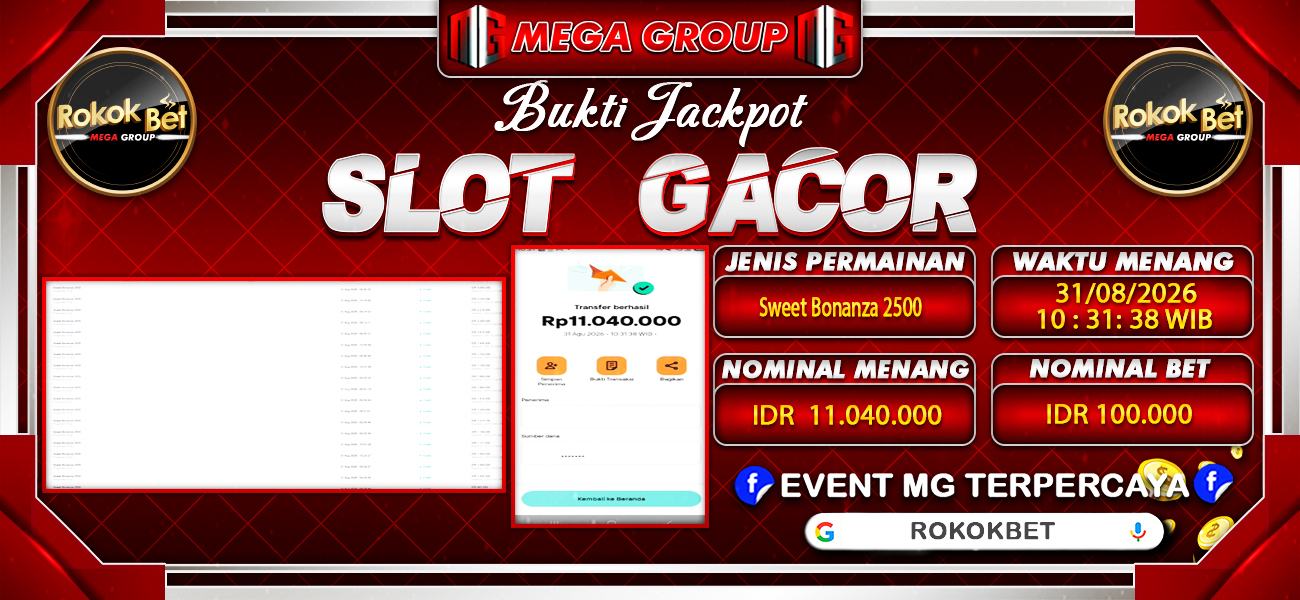 Bukti JP situs Rokokbet hari Senin, 31 Agustus 2026