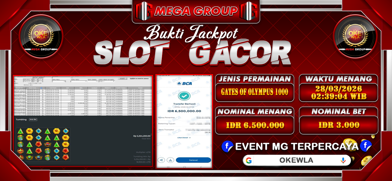 Bukti JP situs Okewla hari Sabtu, 28 Maret 2026